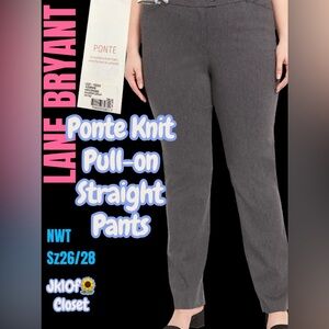 🌼NWT LANE BRYANT Sz26/28 Gray PONTE KNIT Pull-On Straight Leg Pants